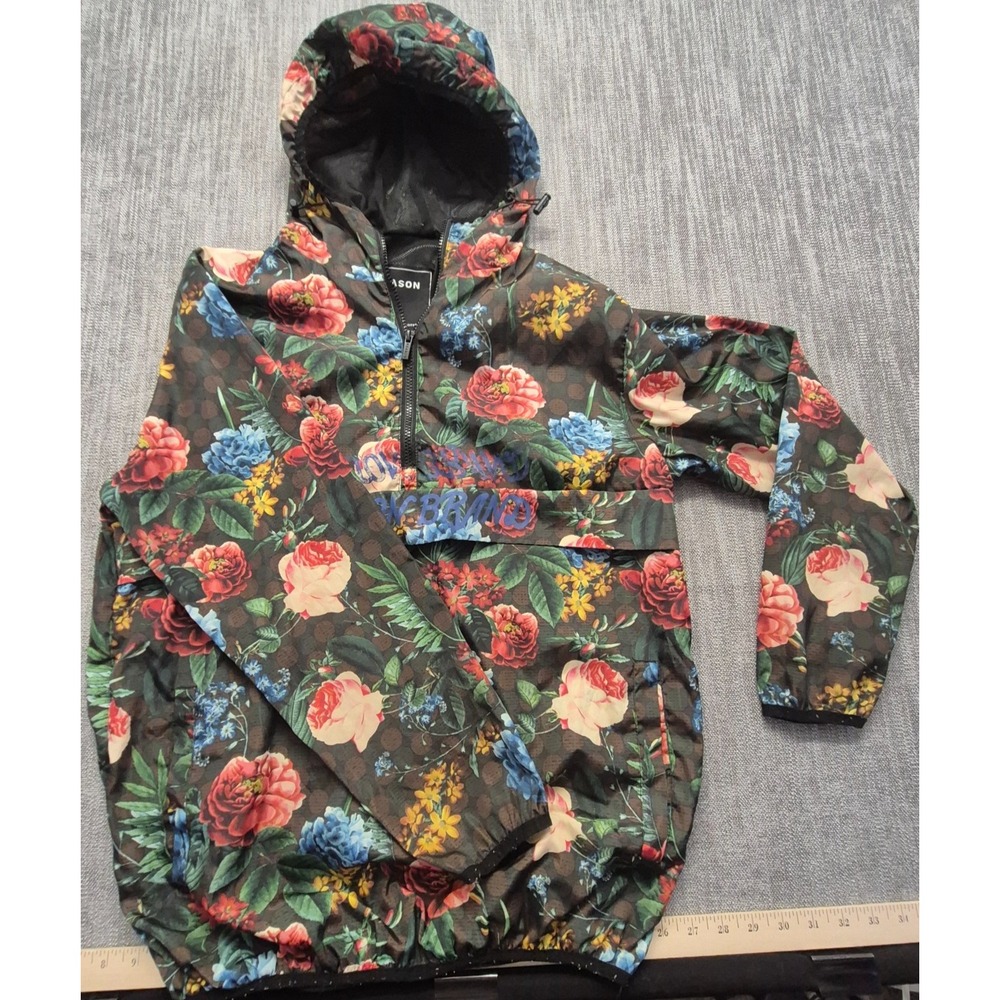 Reason NYC Jardin F9-61 Floral Camo 1/4 Zip Hooded Anorak Windbreaker Men's Med.